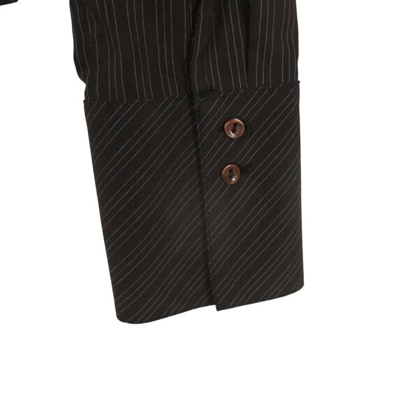 Toi & Moi Blouse Fitted Brown Button Down Pinstripe French Cuff Size L NWT $58 - Picture 5 of 7